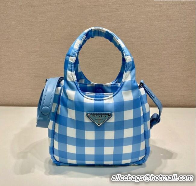 Pretty Style Prada Check Fabric Mini bag 1BG359 Blue 2023