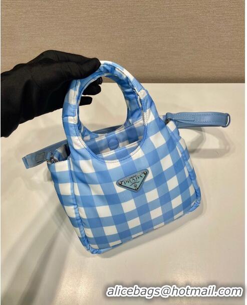 Pretty Style Prada Check Fabric Mini bag 1BG359 Blue 2023