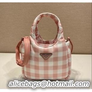 Fashion Discount Prada Check Fabric Mini bag 1BG359 Pink 2023