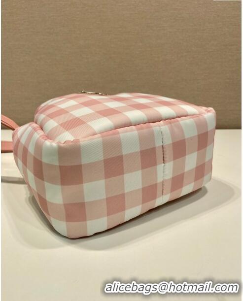 Fashion Discount Prada Check Fabric Mini bag 1BG359 Pink 2023