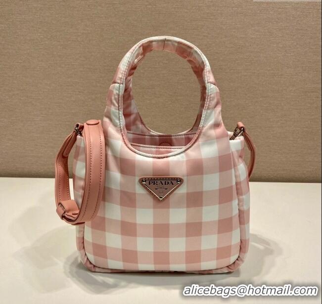 Fashion Discount Prada Check Fabric Mini bag 1BG359 Pink 2023