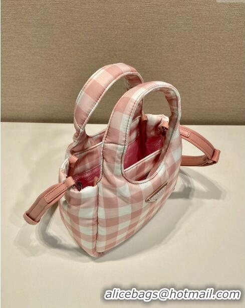 Fashion Discount Prada Check Fabric Mini bag 1BG359 Pink 2023