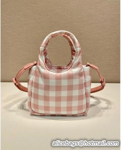 Fashion Discount Prada Check Fabric Mini bag 1BG359 Pink 2023