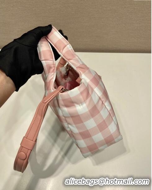 Fashion Discount Prada Check Fabric Mini bag 1BG359 Pink 2023