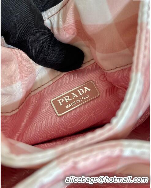 Fashion Discount Prada Check Fabric Mini bag 1BG359 Pink 2023