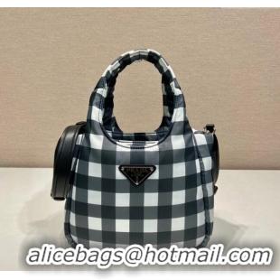 Trendy Design Prada Check Fabric Mini bag 1BG359 Black 2023