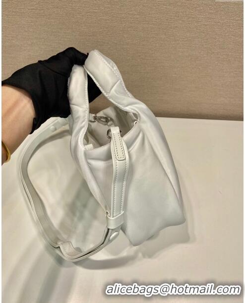 Low Cost Prada Soft Padded Re-Nylon Mini Bag 1BA359 White 2023