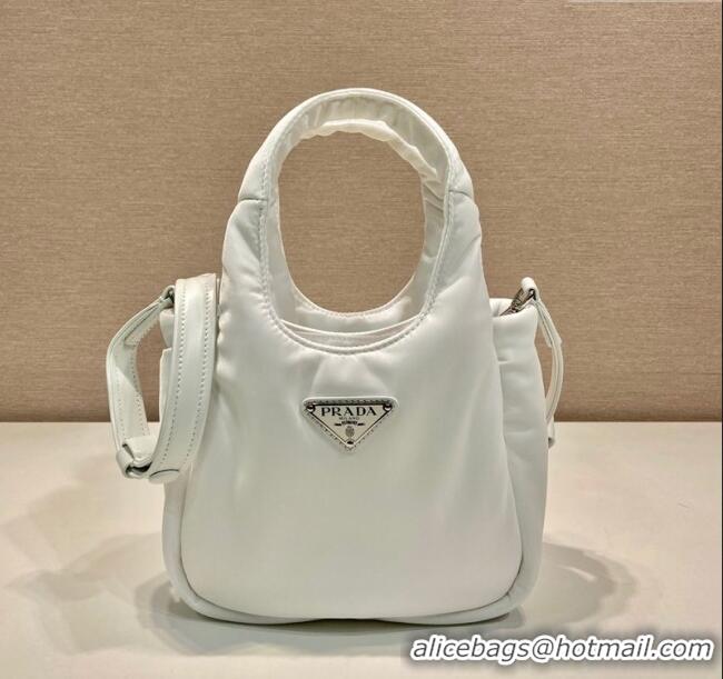 Low Cost Prada Soft Padded Re-Nylon Mini Bag 1BA359 White 2023