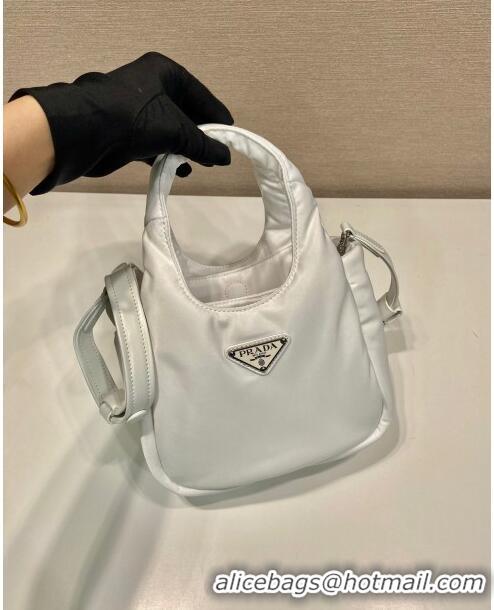 Low Cost Prada Soft Padded Re-Nylon Mini Bag 1BA359 White 2023