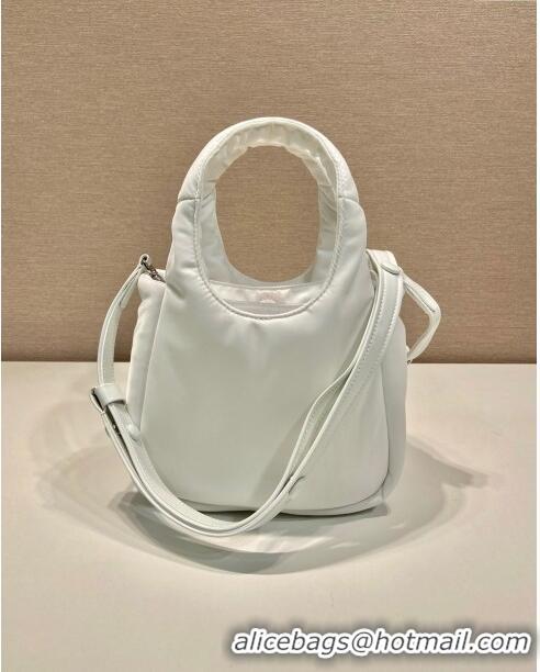 Low Cost Prada Soft Padded Re-Nylon Mini Bag 1BA359 White 2023