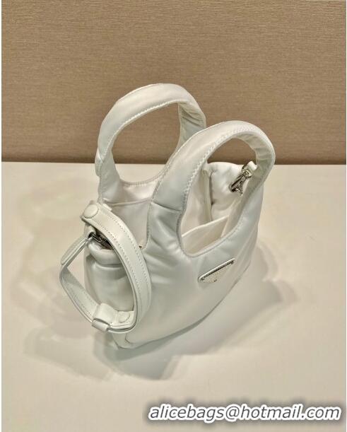 Low Cost Prada Soft Padded Re-Nylon Mini Bag 1BA359 White 2023