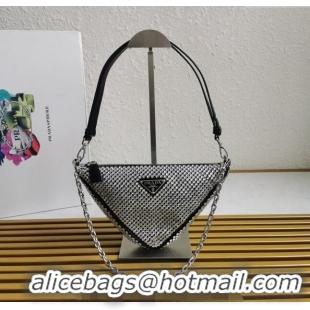 Inexpensive Prada Triangle Crystal Mini Bag 1BC190 Black 2023