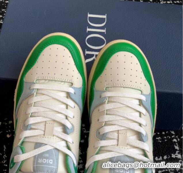 Shop Duplicate Dior B57 Low-Top Sneakers in CD Calfskin Green 905012