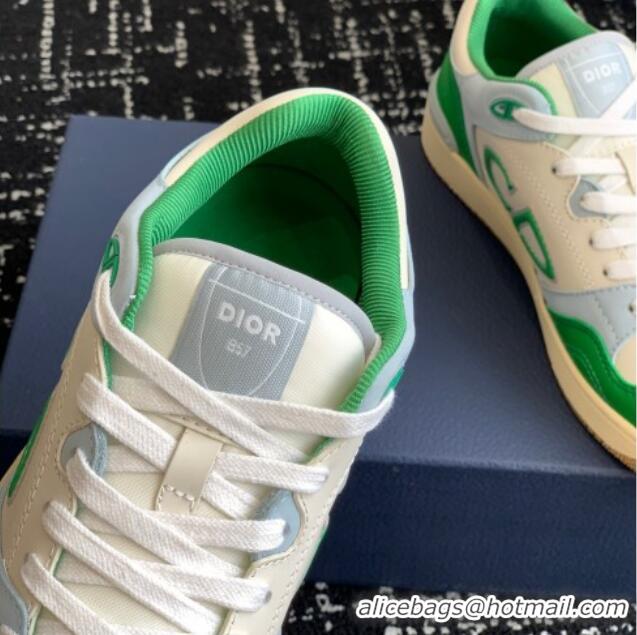 Shop Duplicate Dior B57 Low-Top Sneakers in CD Calfskin Green 905012