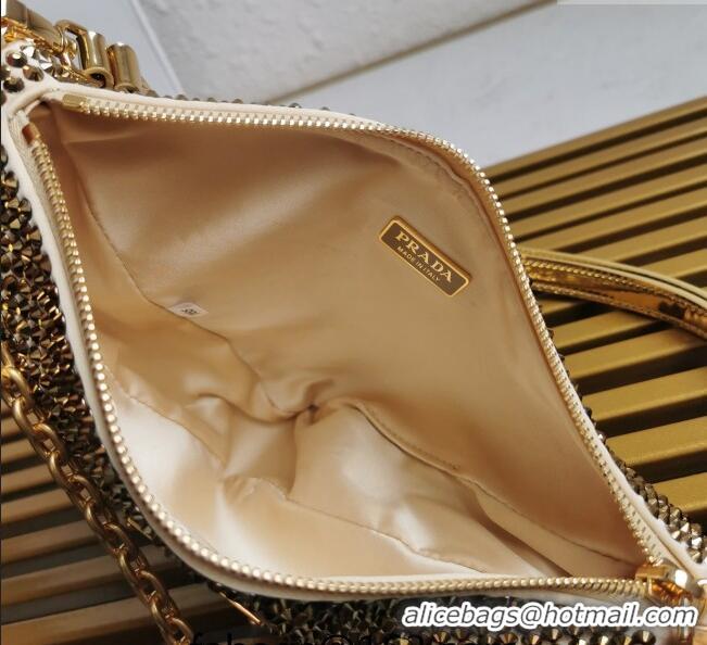 Top Grade Prada Triangle Crystal Mini Bag 1BC190 Gold 2023