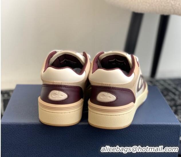 Most Popular Dior B57 Low-Top Sneakers in CD Calfskin and Suede Burgundy/Beige 905013