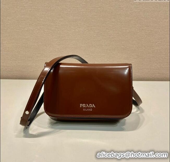 Best Price Prada Brushed leather mini-bag with shoulder strap 2VD061 Brown 2023