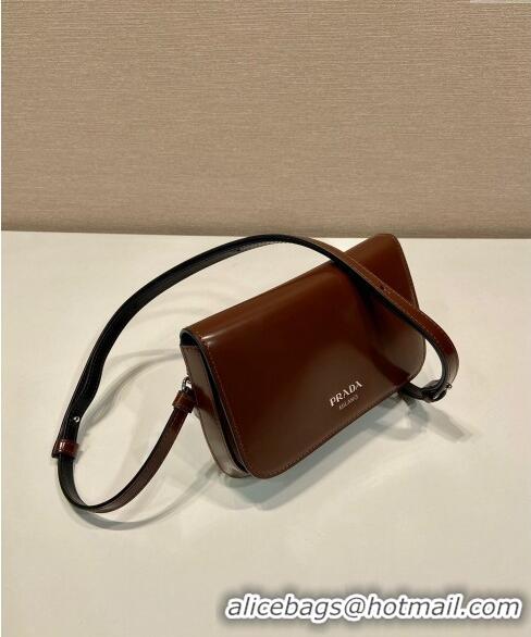 Best Price Prada Brushed leather mini-bag with shoulder strap 2VD061 Brown 2023