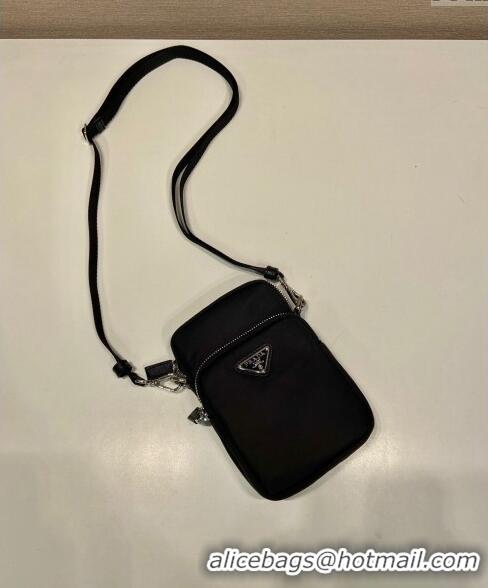 Top Grade Prada Nylon smartphone case 2ZT024 Black 2023