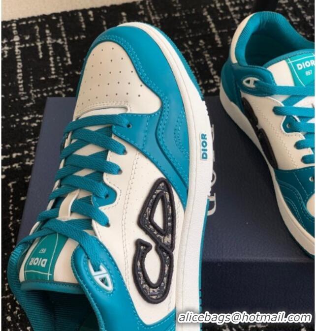 Duplicate Dior B57 Low-Top Sneakers in Calfskin with Oblique Jacquard CD Blue 905014