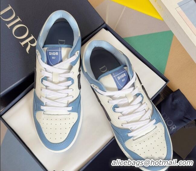 Durable Dior B57 Low-Top Sneakers in Calfskin with Oblique Jacquard CD Light Blue 905019