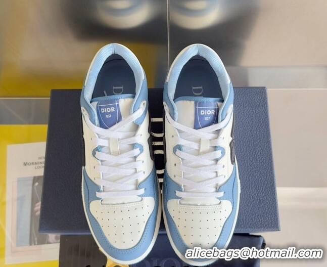 Durable Dior B57 Low-Top Sneakers in Calfskin with Oblique Jacquard CD Light Blue 905019