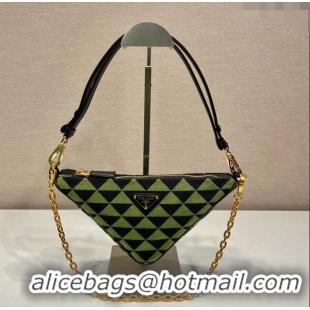 Affordable Price Prada Embroidered jacquard fabric mini-bag 1BC543 Green 2023