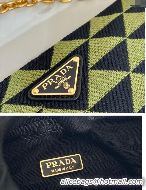 Affordable Price Prada Embroidered jacquard fabric mini-bag 1BC543 Green 2023