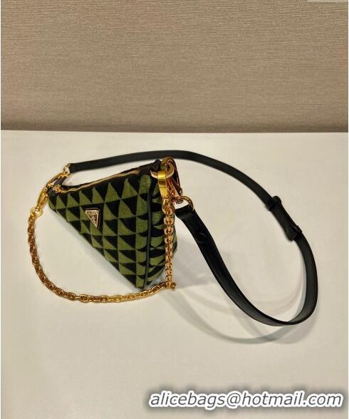 Affordable Price Prada Embroidered jacquard fabric mini-bag 1BC543 Green 2023