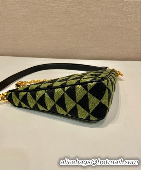 Affordable Price Prada Embroidered jacquard fabric mini-bag 1BC543 Green 2023