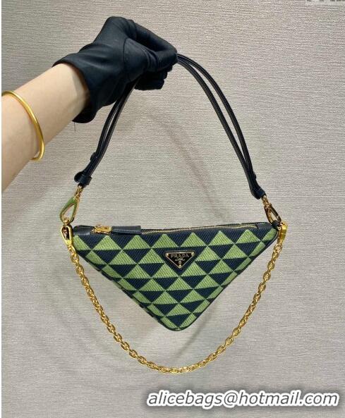 Affordable Price Prada Embroidered jacquard fabric mini-bag 1BC543 Green 2023