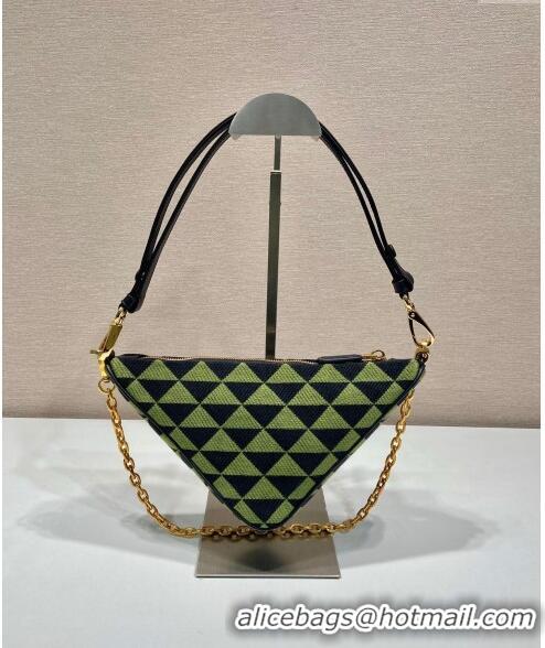 Affordable Price Prada Embroidered jacquard fabric mini-bag 1BC543 Green 2023