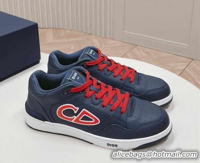 Top Design DIOR AND STONE ISLAND B57 Low-Top Sneakers in Smooth Calfskin Dark Blue 905017