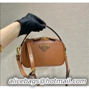 Best Price Prada Odette leather mini-bag 1BH203 Brown 2023