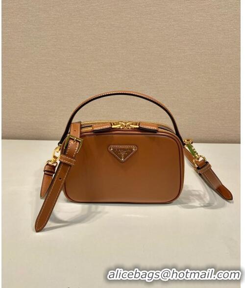 Best Price Prada Odette leather mini-bag 1BH203 Brown 2023