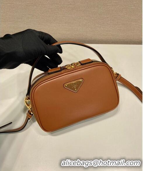 Best Price Prada Odette leather mini-bag 1BH203 Brown 2023