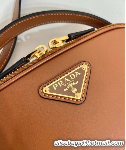 Best Price Prada Odette leather mini-bag 1BH203 Brown 2023