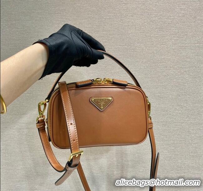 Best Price Prada Odette leather mini-bag 1BH203 Brown 2023