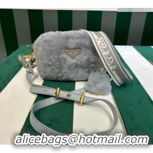 Top Grade Prada Wool Mini Bag 1BH192 Grey 2023