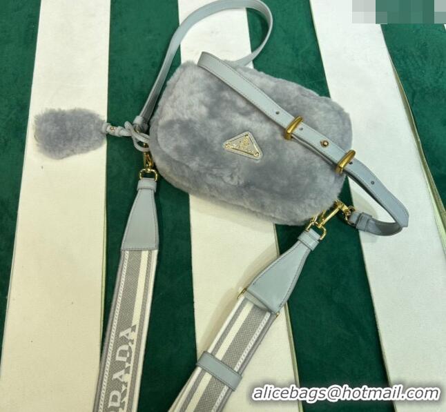 Top Grade Prada Wool Mini Bag 1BH192 Grey 2023