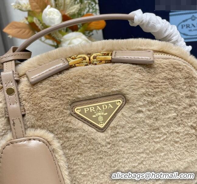 Low Cost Prada Odette shearling mini-bag 1BH208 Beige 2023