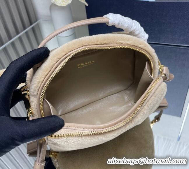 Low Cost Prada Odette shearling mini-bag 1BH208 Beige 2023