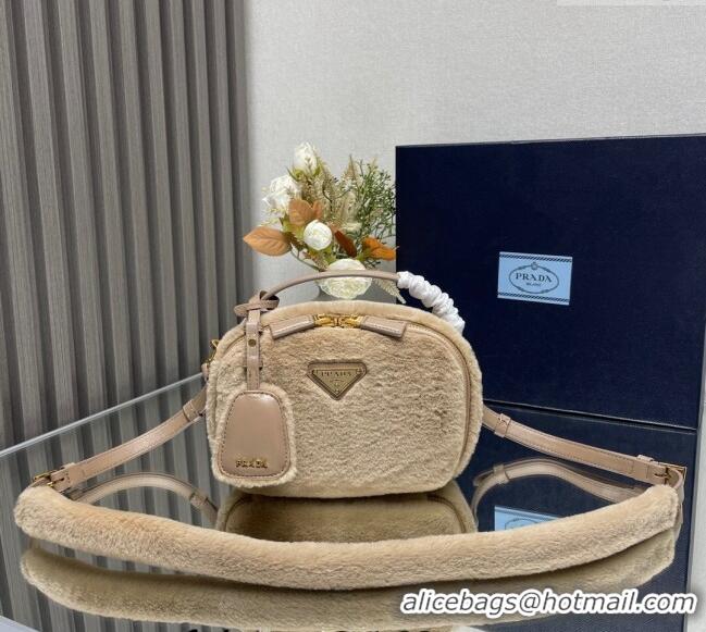 Low Cost Prada Odette shearling mini-bag 1BH208 Beige 2023