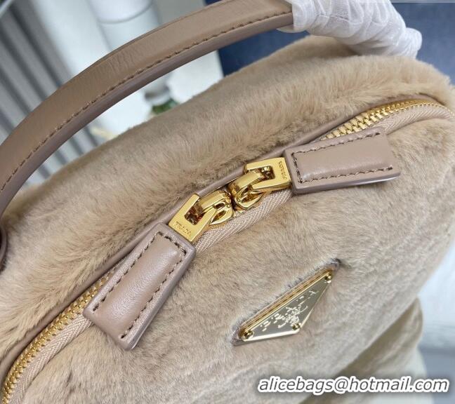 Low Cost Prada Odette shearling mini-bag 1BH208 Beige 2023