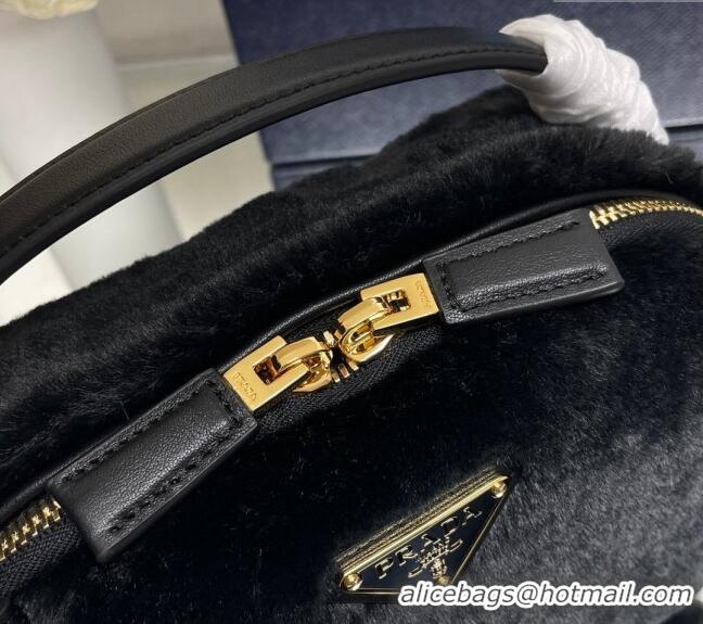 Well Crafted Prada Odette shearling mini-bag 1BH208 Black 2023