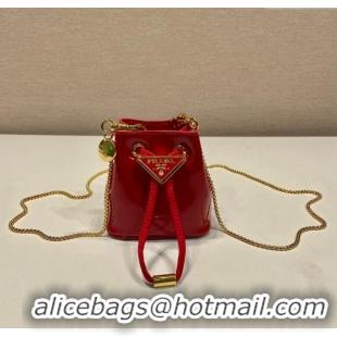 Luxurious Grade Prada Patent leather mini-pouch 1NR016 Red 2023