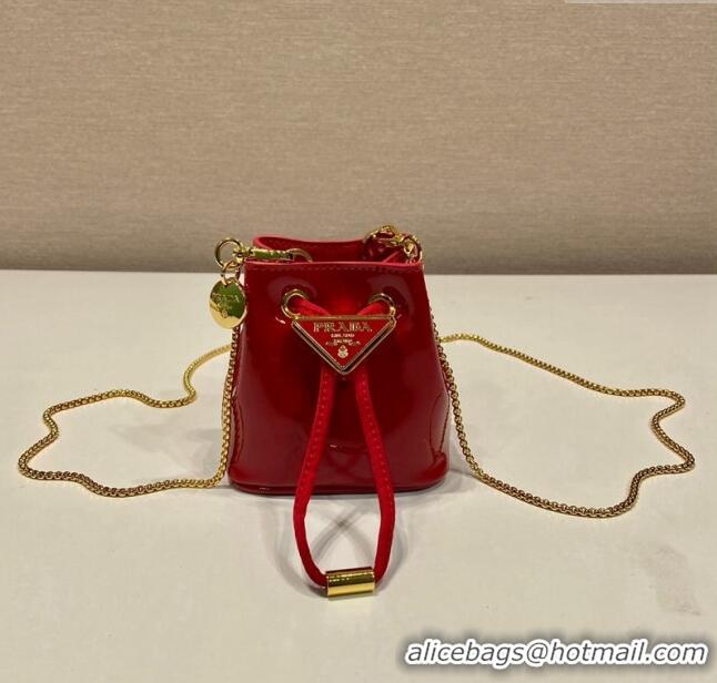 Luxurious Grade Prada Patent leather mini-pouch 1NR016 Red 2023