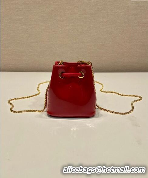 Luxurious Grade Prada Patent leather mini-pouch 1NR016 Red 2023