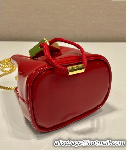 Luxurious Grade Prada Patent leather mini-pouch 1NR016 Red 2023