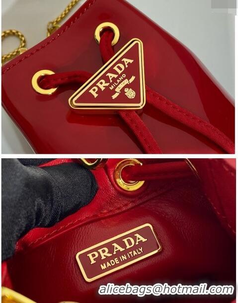 Luxurious Grade Prada Patent leather mini-pouch 1NR016 Red 2023